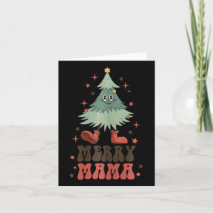 Merry Mama Retro Christmas Tree Face Groovy Matchi Card