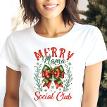 Merry Mama Social Club Coquette Christmas Tri-Blend Shirt<br><div class="desc">Celebrate the holidays in style with this charming "Merry Mama Social Club" design, perfect for moms who want to join in the festive cheer. Featuring a beautifully detailed bow and delicate holly wreaths, this design blends classic holiday elements with a touch of the trendy coquette style. Ideal for Christmas parties,...</div>