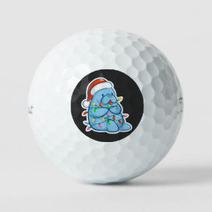 Merry Manatee Christmas Sea Cow Santa Hat Xmas Golf Balls
