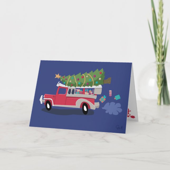 Merry Manila Christmas - Jinglebell Jeepney Holiday Card (Front)