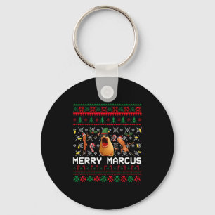 Merry Marcus Ugly Christmas Sweater Funny The Worm Key Ring