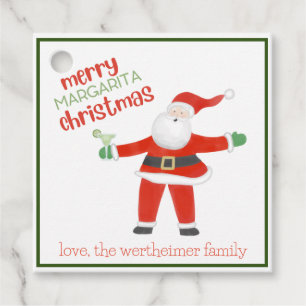 Merry Margarita Boozy Santa Christmas Gift Tag