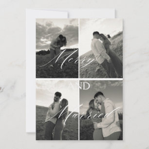 Merry & Married 4 Photo Newlywed Christmas Card