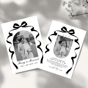 Merry & Married Bow Photo Christmas Newlyweds Holiday Card