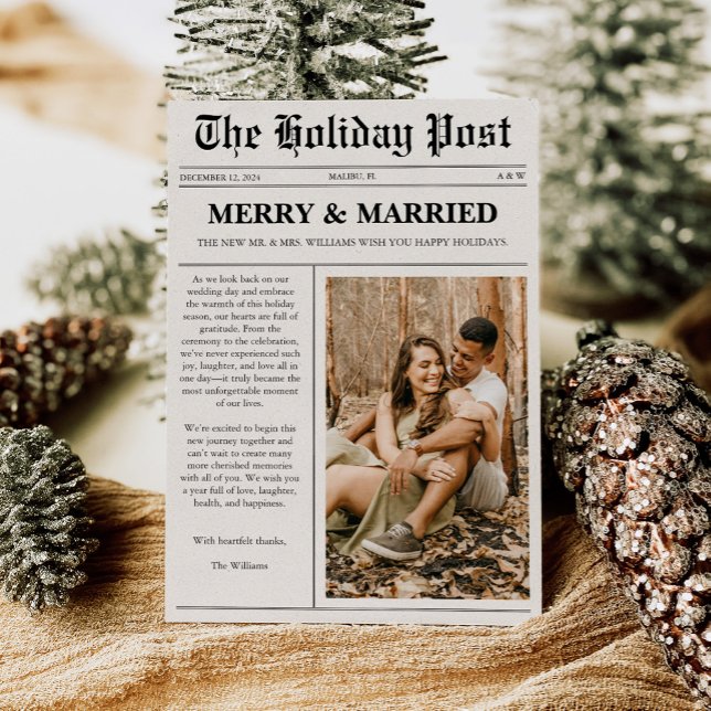 Merry & Married Christmas Newspaper Holiday Card (Creator Uploaded)