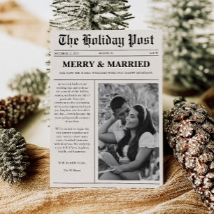 Merry & Married Christmas Newspaper Holiday Card