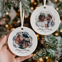 Merry & Married Cutout Frame 2-Photo 1st Christmas