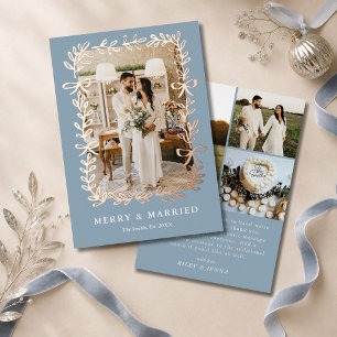 Merry & Married Dusty Blue Bows 4 Photo Wedding