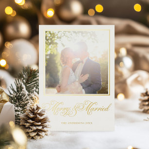 Merry & Married Elegant Calligraphy Photo