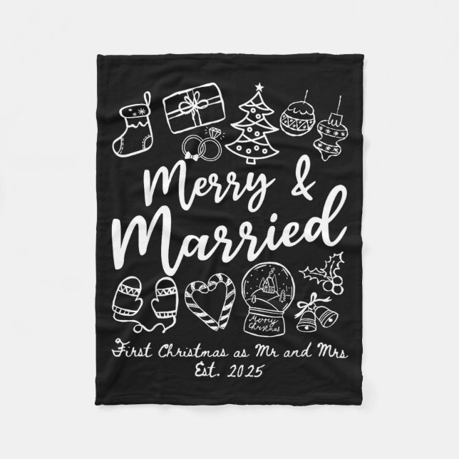 Merry Married First Christmas Mr Scripture Art Fleece Blanket (Front)