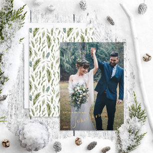Merry & Married Forest Watercolor Wedding Photo