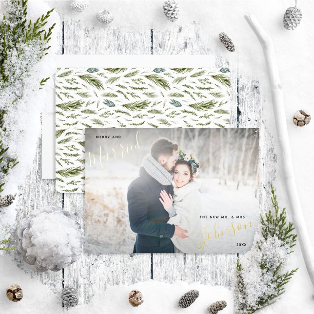 Merry & Married Forest Watercolor Wedding Photo (Creator Uploaded)