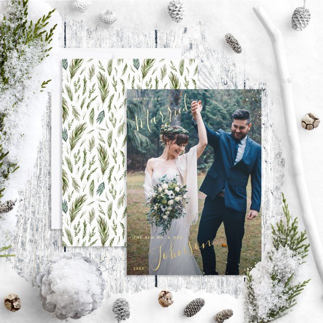 Merry & Married Forest Watercolor Wedding Photo (Creator Uploaded)
