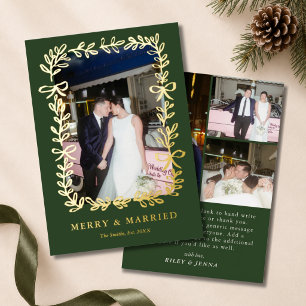 Merry & Married Green Elegant Bows 4 Photo Wedding
