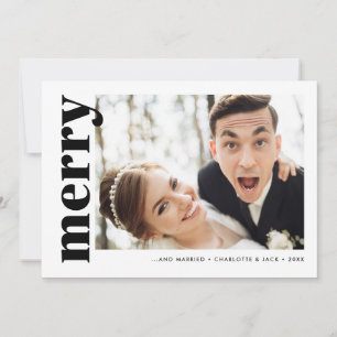 Merry & Married Modern Newlyweds Photo Holiday Card