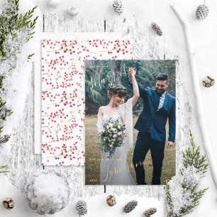 Merry & Married Natural Red Berry Wedding Photo