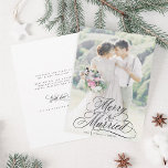 Merry & Married Newly Weds First Christmas Photo Holiday Card<br><div class="desc">Elegant and romantic swirly calligraphy lettering with a photo and optional text on the back. For more advanced customisation of this design,  please click the BLUE DESIGN TOOL BUTTON above!</div>