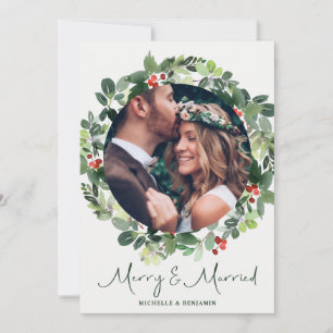 Merry & Married Newlywed Christmas Photo Card