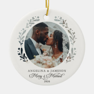 Merry & Married Newlywed First Christmas Papercut Ceramic Tree Decoration
