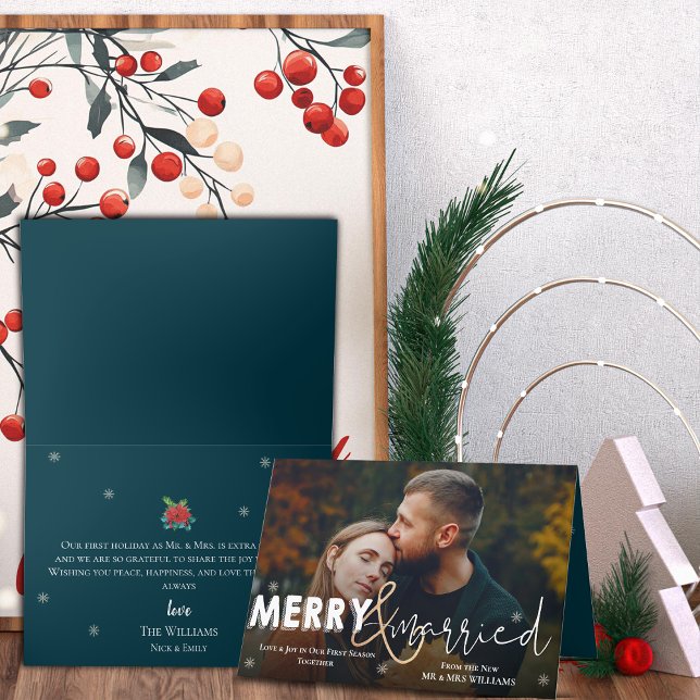 Merry & Married Newlyweds Photo Holiday Card (Merry & Married Newlyweds Photo Holiday Card)