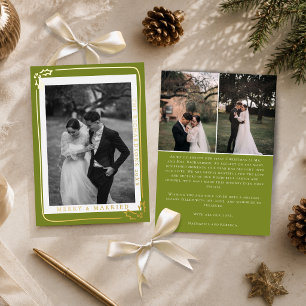Merry & Married Olive Green 3 Photo Christmas