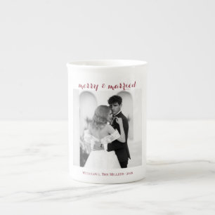 Merry & Married - Personalised Newlywed Christmas Bone China Mug