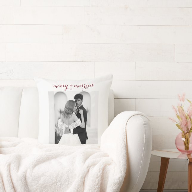 Merry & Married - Personalised Newlywed Christmas  Cushion (Couch)