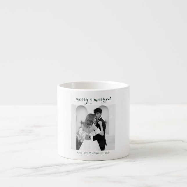 Merry & Married - Personalised Newlywed Christmas  Espresso Cup (Front)