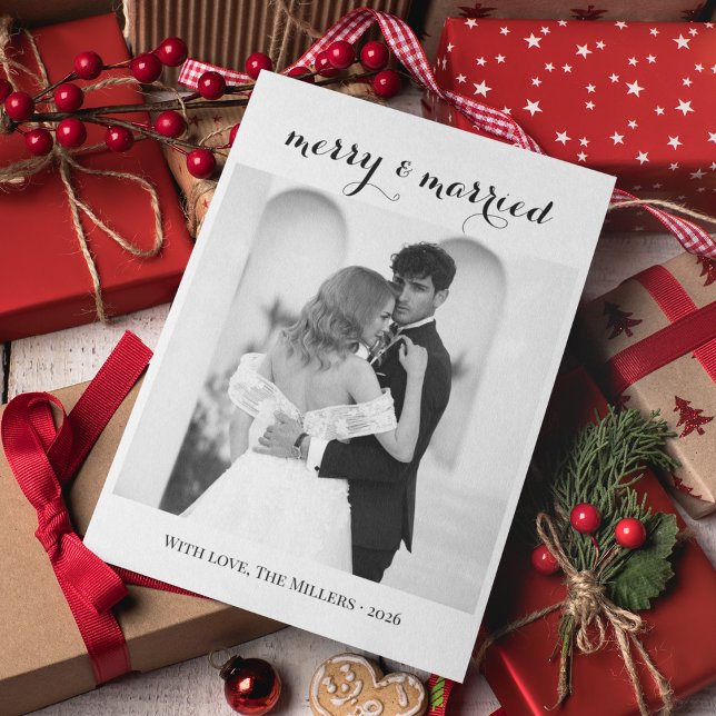 Merry & Married - Personalised Newlywed Christmas  Holiday Card (Creator Uploaded)