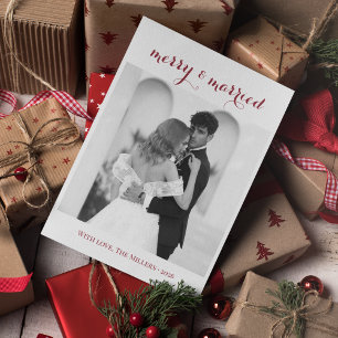 Merry & Married - Personalised Newlywed Christmas  Holiday Card