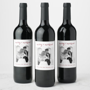 Merry & Married - Personalised Newlywed Christmas  Wine Label