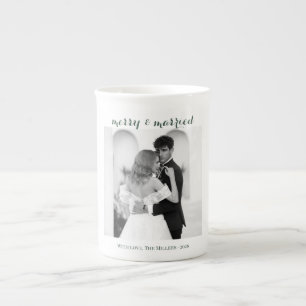 Merry & Married - Personalized Newlywed Christmas Bone China Mug