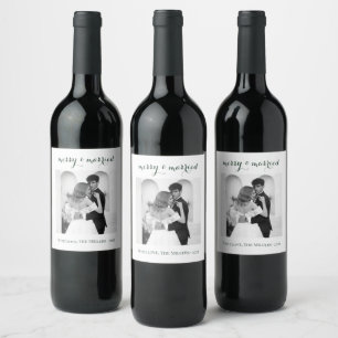 Merry & Married - Personalized Newlywed Christmas Wine Label