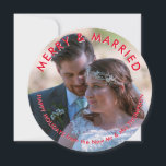 Merry Married Photo Circular Newlywed Christmas Holiday Card<br><div class="desc">Your first married Christmas deserves a special mention with your festive greetings and this contemporary circular design will do the job in a stylish way! Change the sample picture with your favourite photo of you both, which covers the whole of the front. Your photo will automatically fill to the circular...</div>
