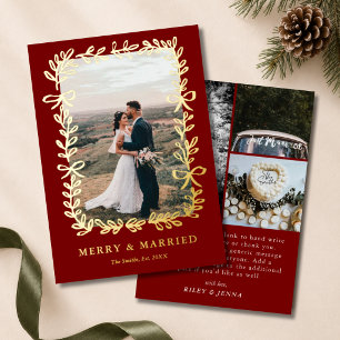 Merry & Married Red Elegant Bows 4 Photo Wedding
