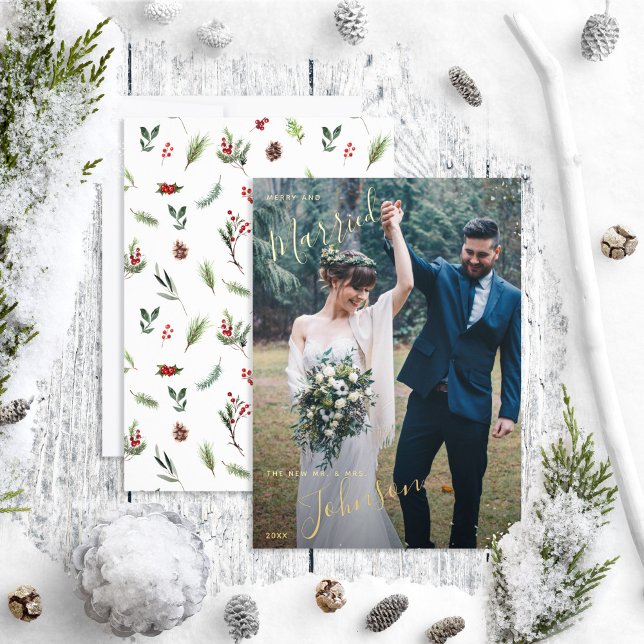 Merry & Married Red Winter Wedding Photo (Creator Uploaded)