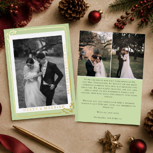Merry & Married Sage Green 3 Photo Christmas