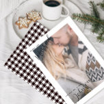 Merry & Married Script Plaid Photo Christmas Card<br><div class="desc">Celebrate your first Christmas as newlyweds with this beautifully designed 'Merry & Married' card, featuring an intimate photo layout and a stylish black and white buffalo check plaid backer. Perfect for sending warm holiday wishes to family and friends, this card captures the elegance of a special moment and the joy...</div>