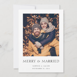 Merry & Married Simple Minimal Photo Holiday Card