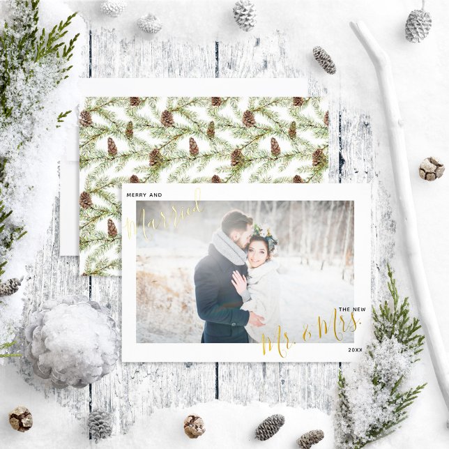 Merry & Married Winter Fir Cone Wedding Photo (Creator Uploaded)