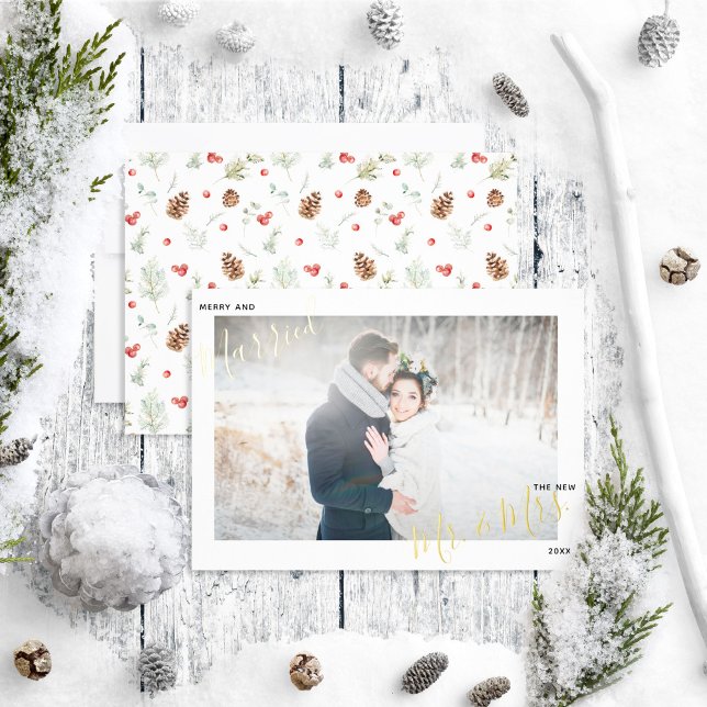 Merry & Married Winter Pine Berry Wedding Photo  (Creator Uploaded)