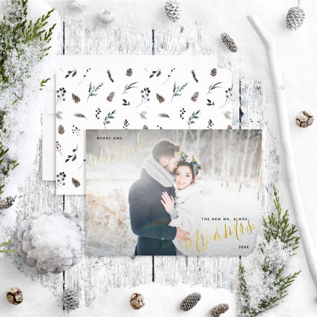 Merry & Married Winter Pinecone Wedding Photo (Creator Uploaded)