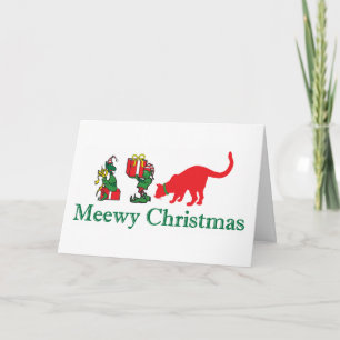 Merry Meewy Kitty Cat Christmas Holiday Card