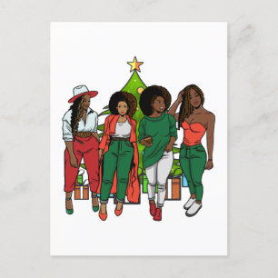 Merry Melanin Christmas Black Woman Friendsmas Postcard