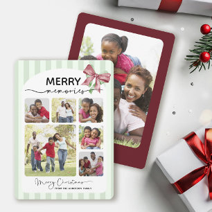 Merry Memories Photo Collage Bow Christmas Holiday Card