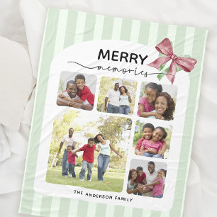 Merry Memories Photo Collage Christmas Fleece Blanket