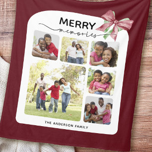 Merry Memories Photo Collage Christmas Fleece Blanket
