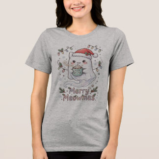 Merry Meowmas Shirt - Cute Christmas Ghost Cat Shi