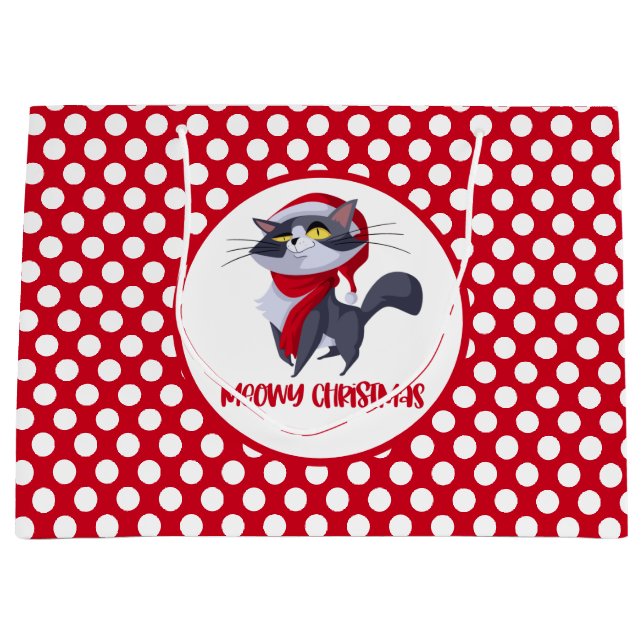 Merry Meowy Christmas Cat Gift Bag (Front)