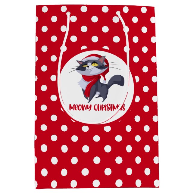 Merry Meowy Christmas Cat Gift Bag (Front)
